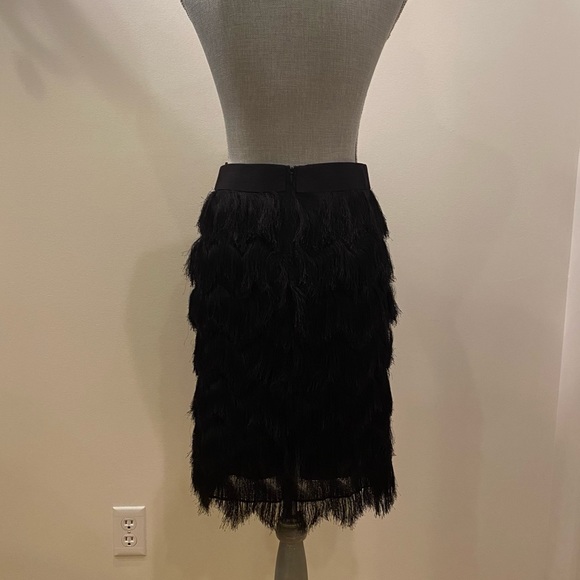 J McLaughlin Womens Black Layered Fringe Skirt.in a Chevron Pattern / Waist 28 - Picture 5 of 13